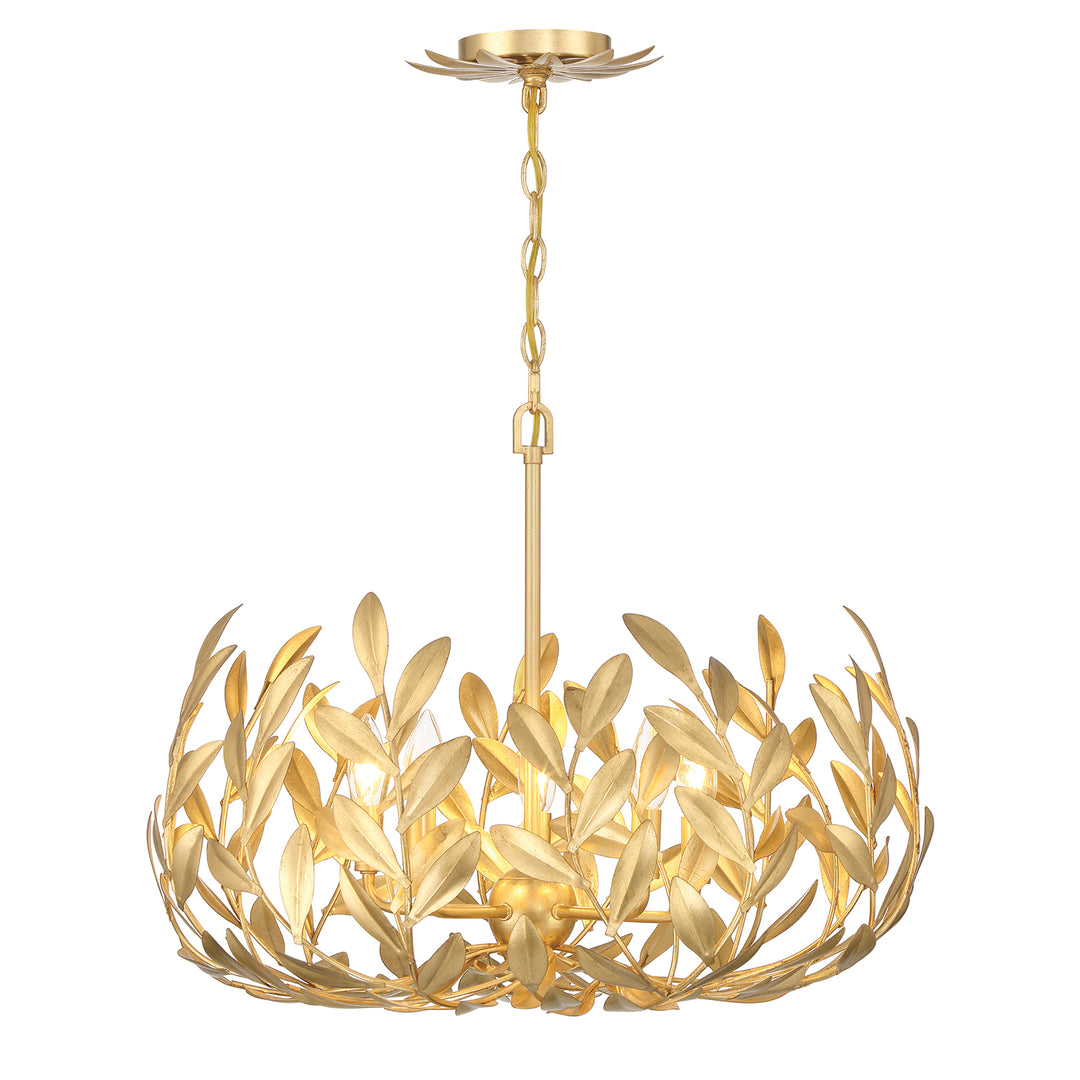 Crystorama Broche 5 Light Antique Gold Chandelier