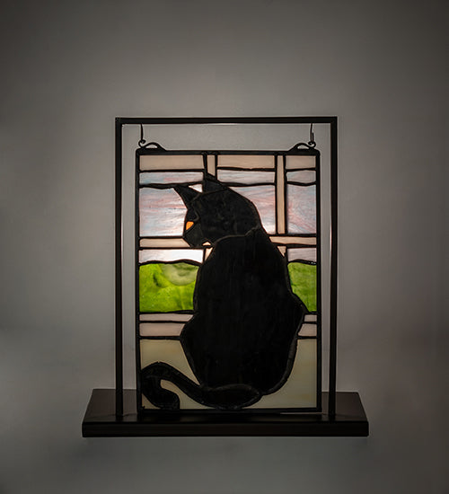 10.5" High X 9.5" Wide Cat In Window Lighted Mini Tabletop Window