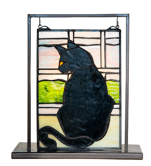 10.5" High X 9.5" Wide Cat In Window Lighted Mini Tabletop Window