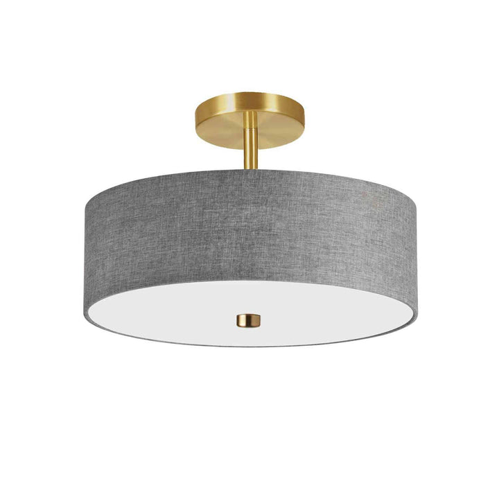 Dainolite 3 Light Incandescent Semi-Flush Mount Aged Brass with Black Shade