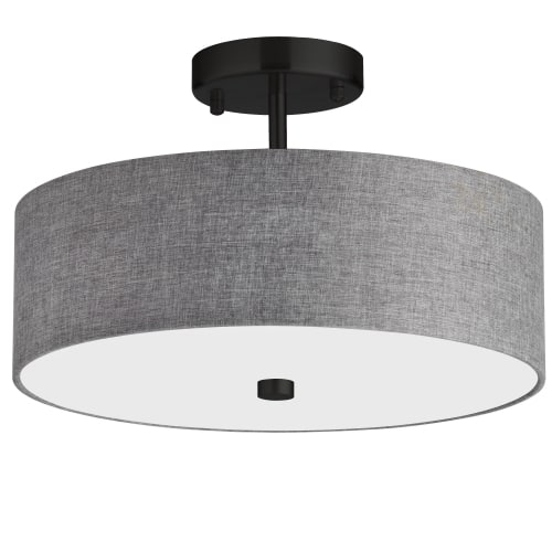 Dainolite 3 Light Incandescent Semi-Flush Mount Aged Brass with Black Shade