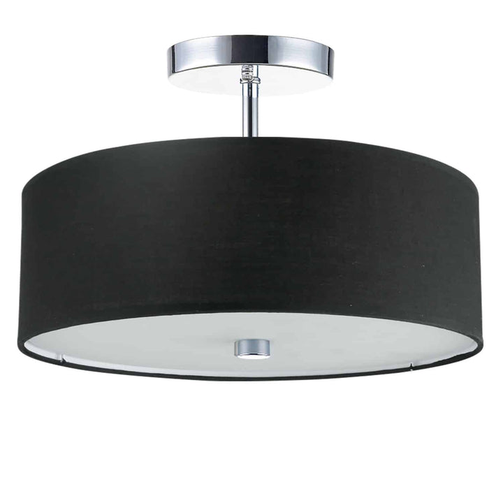 Dainolite 3 Light Incandescent Semi-Flush Mount Aged Brass with Black Shade