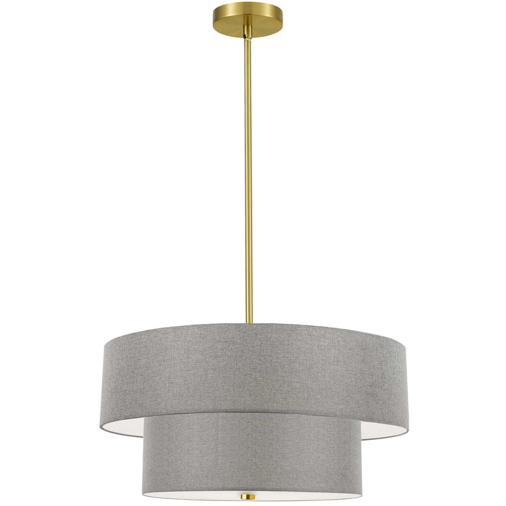 Dainolite 4 Light Incandescent 2 Tier Pendant, Aged Brass with Black Shade