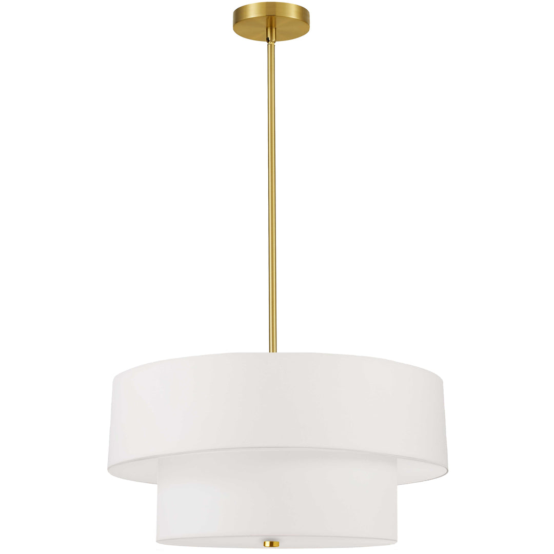 Dainolite 4 Light Incandescent 2 Tier Pendant, Aged Brass with Black Shade