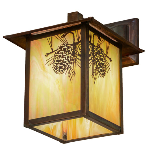 9"W Seneca Winter Pine Solid Mount Wall Sconce