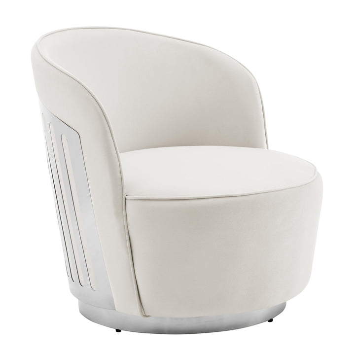 Luxe Elegance Swivel Accent Chair with Chrome Back Detail