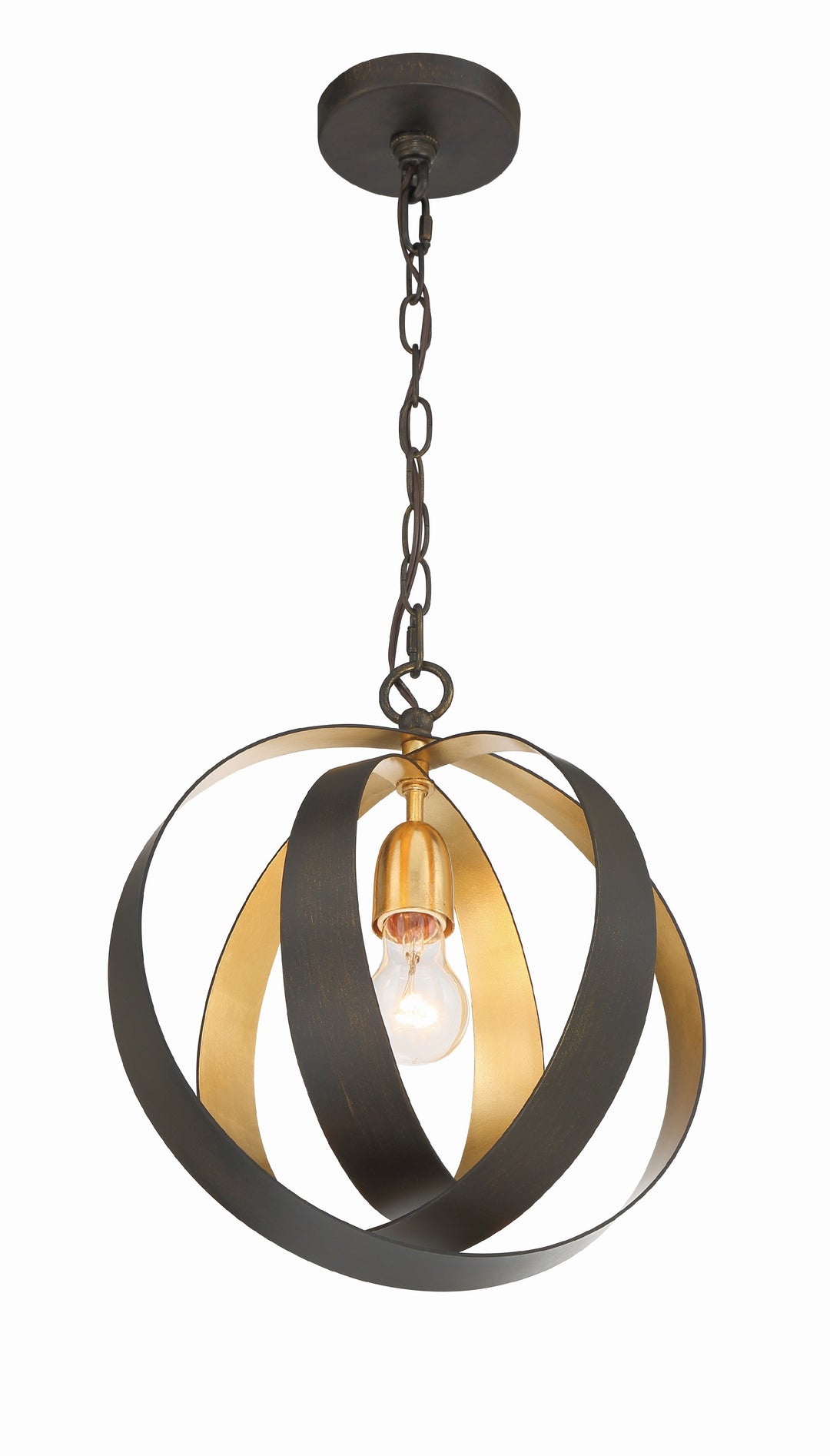 Crystorama Luna 1 Light English Bronze + Antique Gold Sphere Mini Pendant