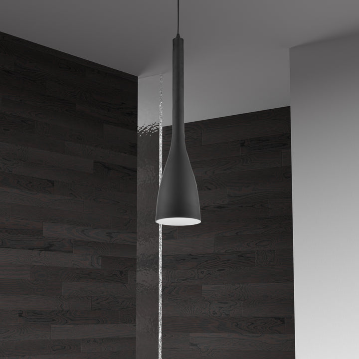 Dainolite 1 Light Pendant, Matte Black Finish