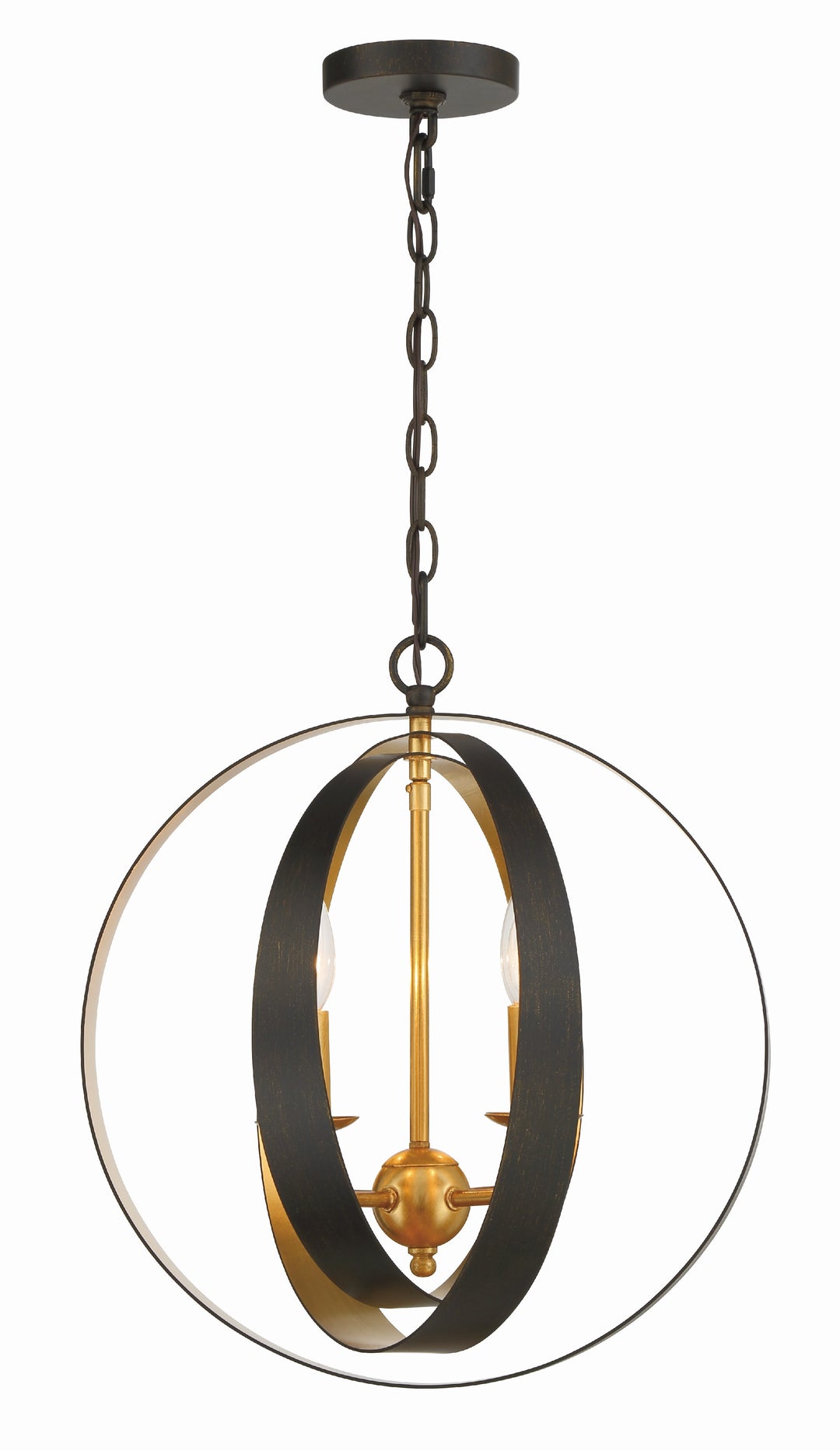 Crystorama Luna 4 Light English Bronze + Antique Gold Sphere Mini Chandelier