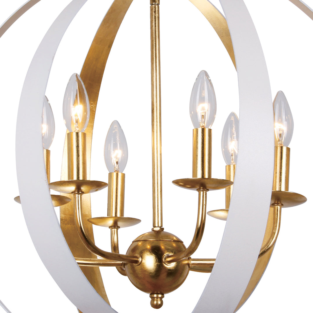 Crystorama Luna 6 Light English Bronze + Antique Gold Sphere Large Chandelier