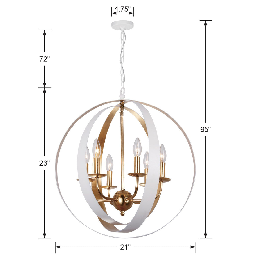 Crystorama Luna 6 Light English Bronze + Antique Gold Sphere Large Chandelier