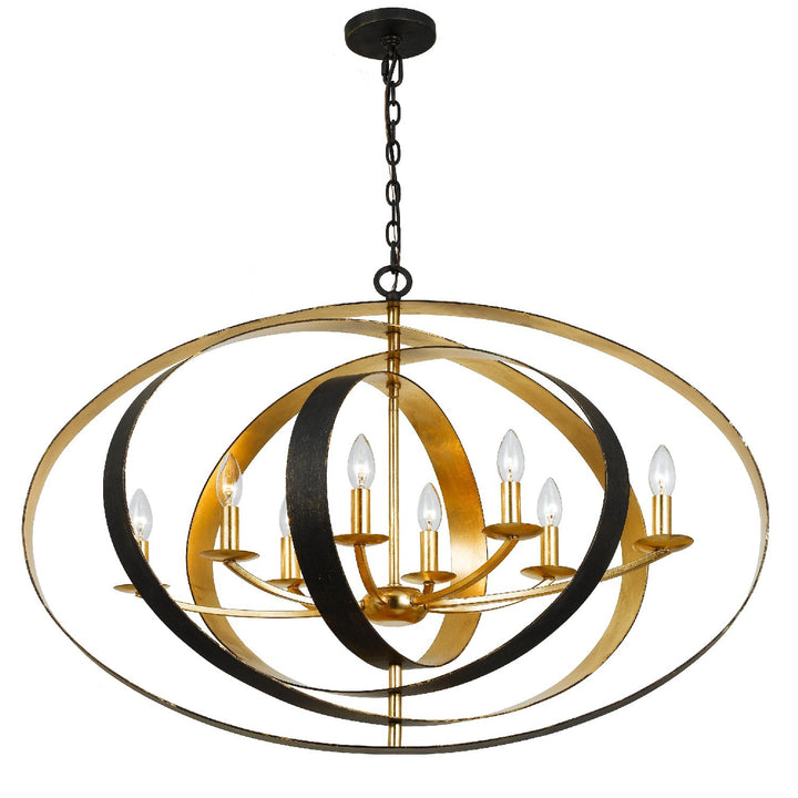 Crystorama Luna 8 Light English Bronze + Antique Gold Oval Chandelier