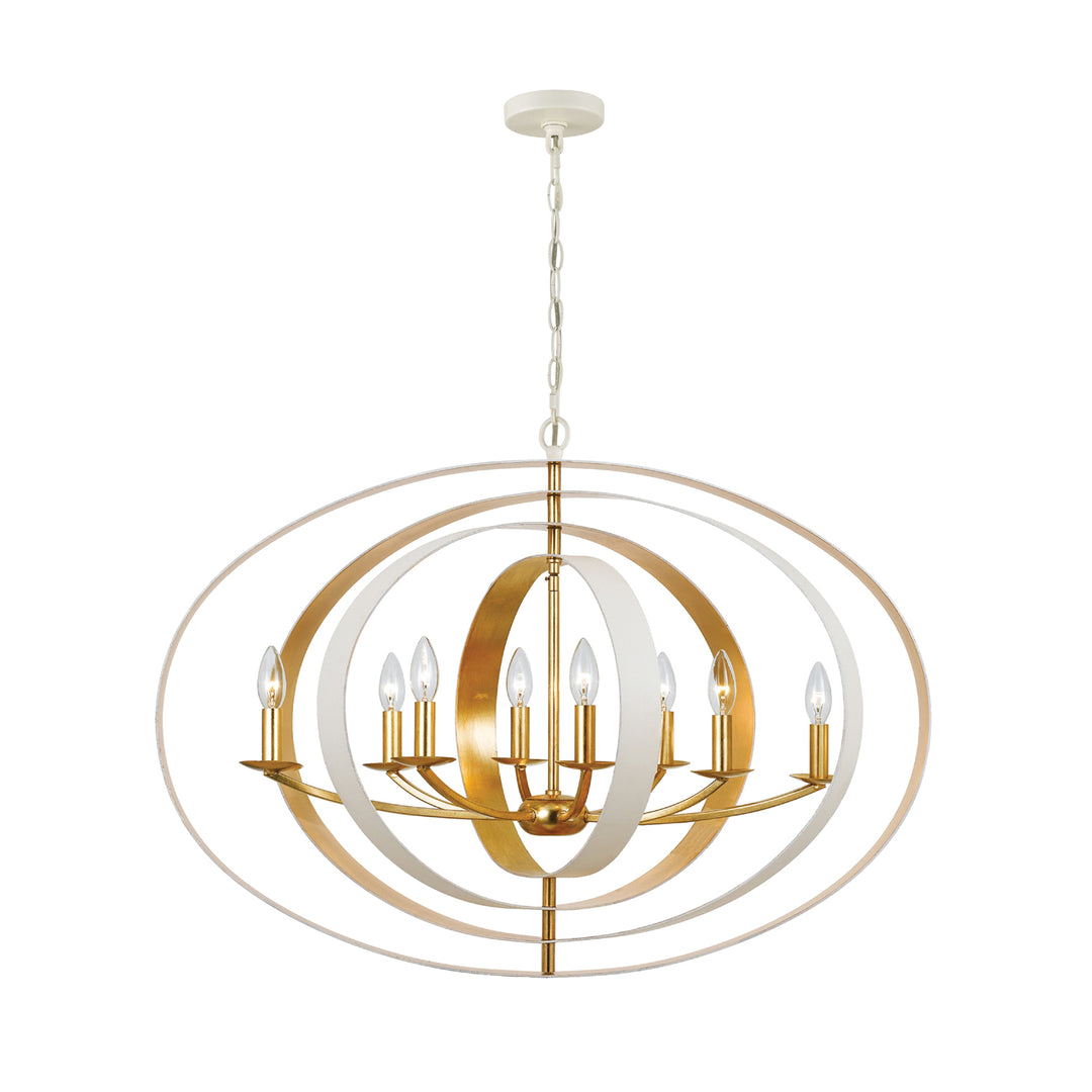 Luna 8 Light English Bronze + Antique Gold Oval Chandelier