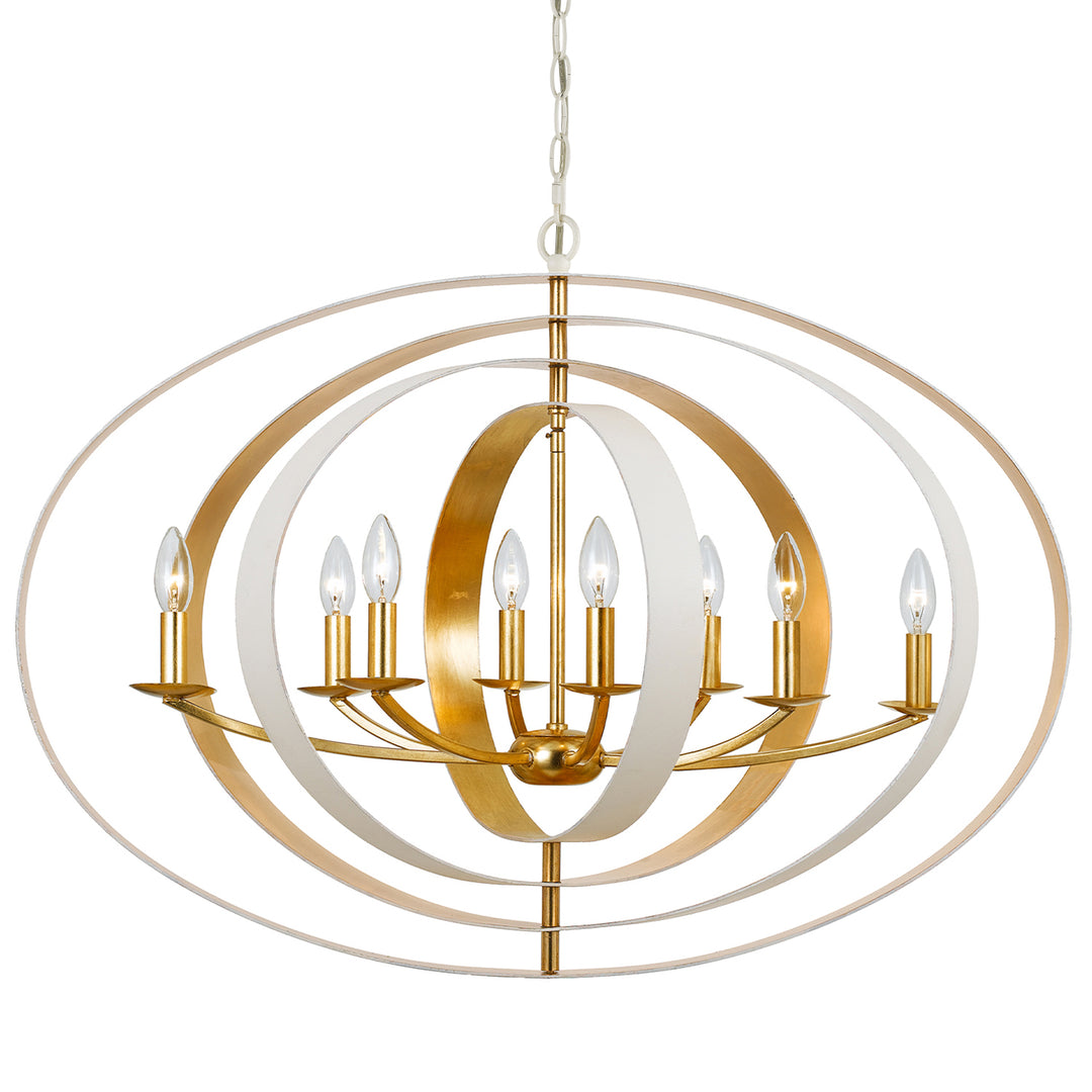 Crystorama Luna 8 Light English Bronze + Antique Gold Oval Chandelier