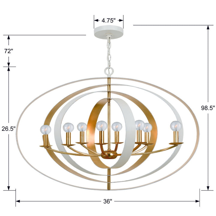 Crystorama Luna 8 Light English Bronze + Antique Gold Oval Chandelier