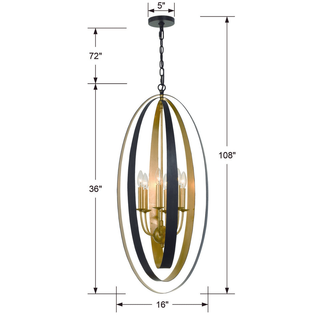 Crystorama Luna 6 Light English Bronze + Antique Gold Mini Chandelier