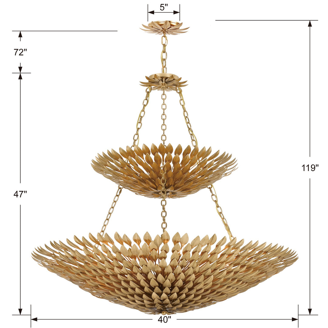 Crystorama Broche 18 Light Antique Gold Leaf Chandelier