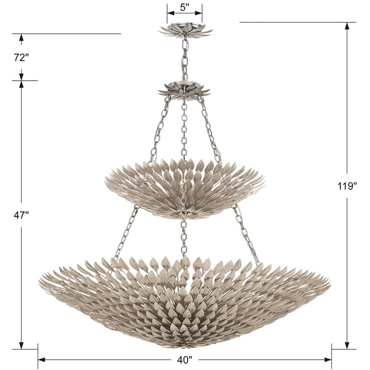 Crystorama Broche 18 Light Antique Gold Leaf Chandelier