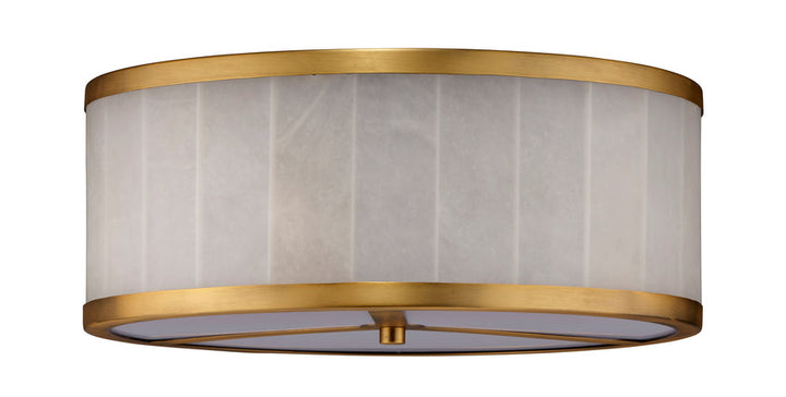 Large Upsala Alabaster Flush Mount Ceiling Light-Antique Brass-White Alabaster