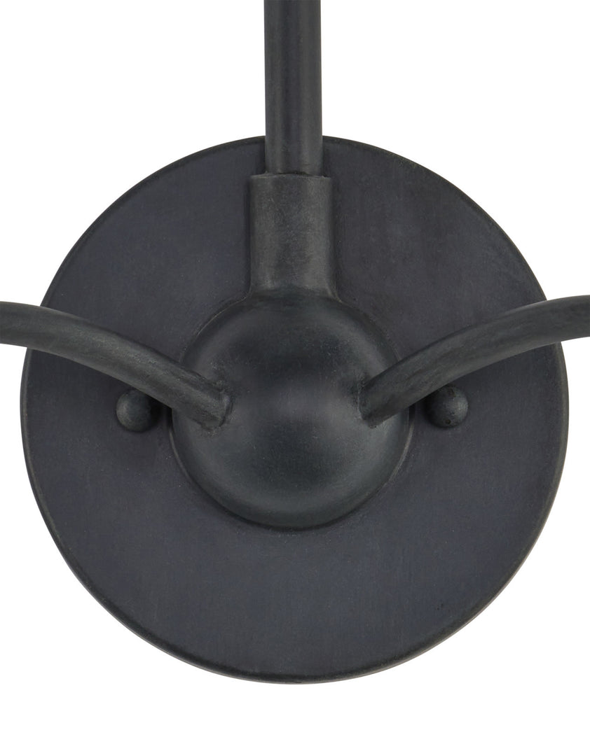 Saxon Double-Light Black Wall Sconce, Zanzibar Black