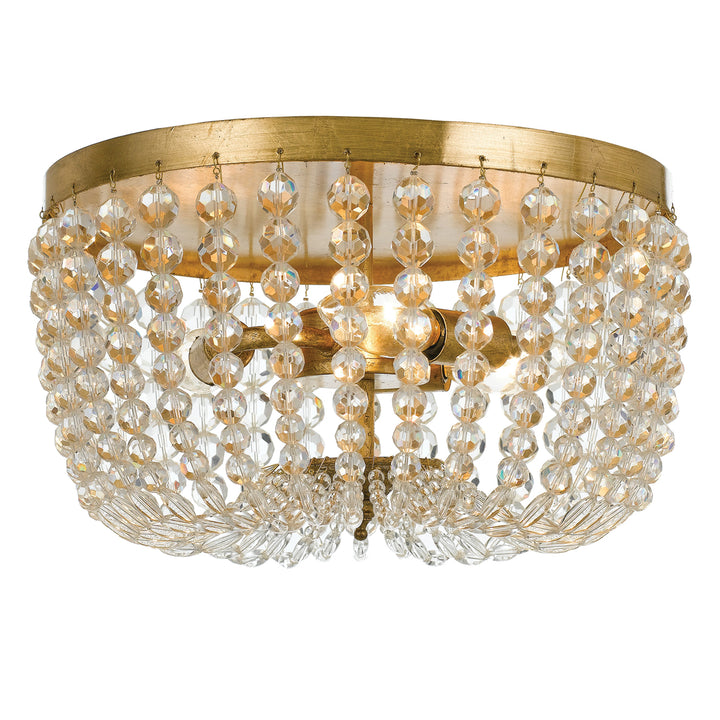 Crystorama Rylee 3 Light Antique Gold Flush Mount