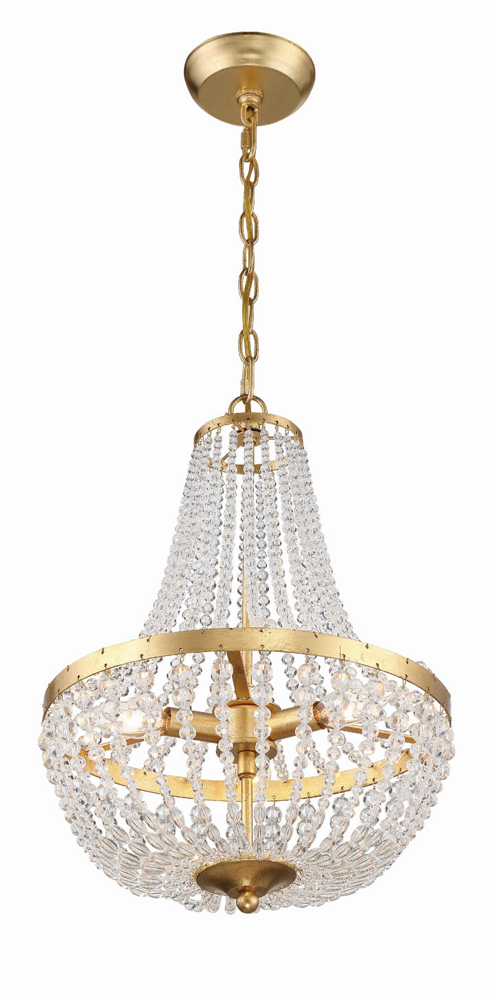 Crystorama Rylee 3 Light Antique Gold Mini Chandelier