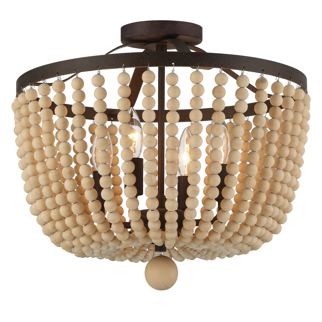 Rylee 4 Light Antique Gold Semi Flush Mount