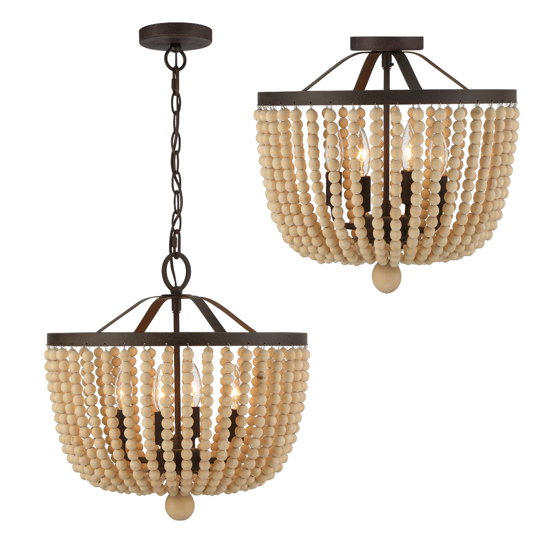 Crystorama Rylee 4 Light Antique Gold Semi Flush Mount