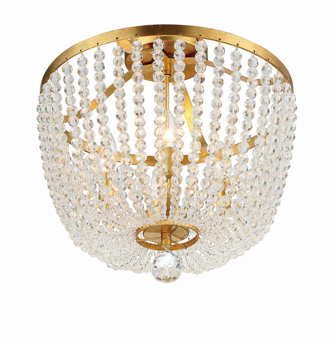 Crystorama Rylee 4 Light Antique Gold Semi Flush Mount