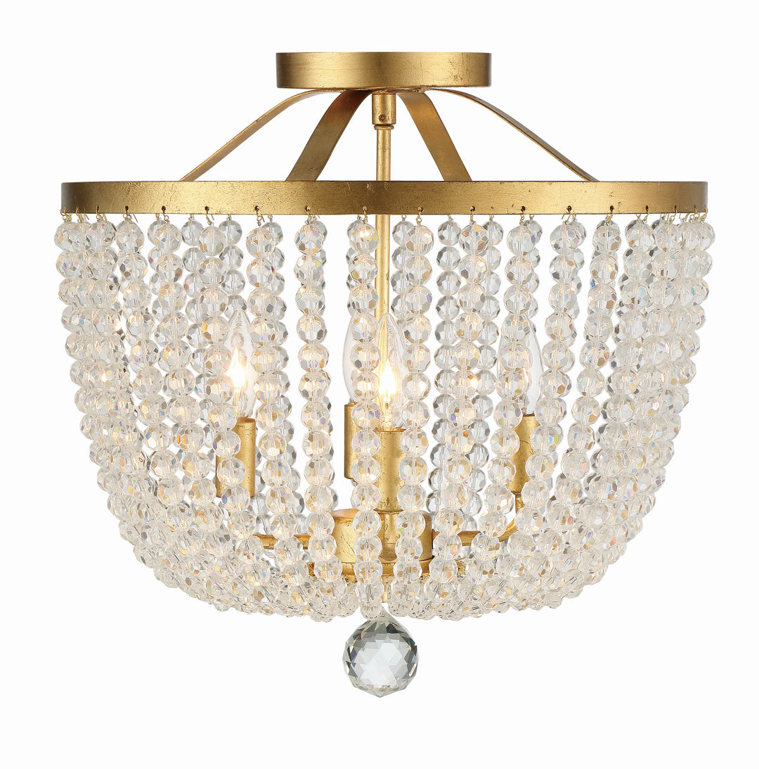 Crystorama Rylee 4 Light Antique Gold Semi Flush Mount