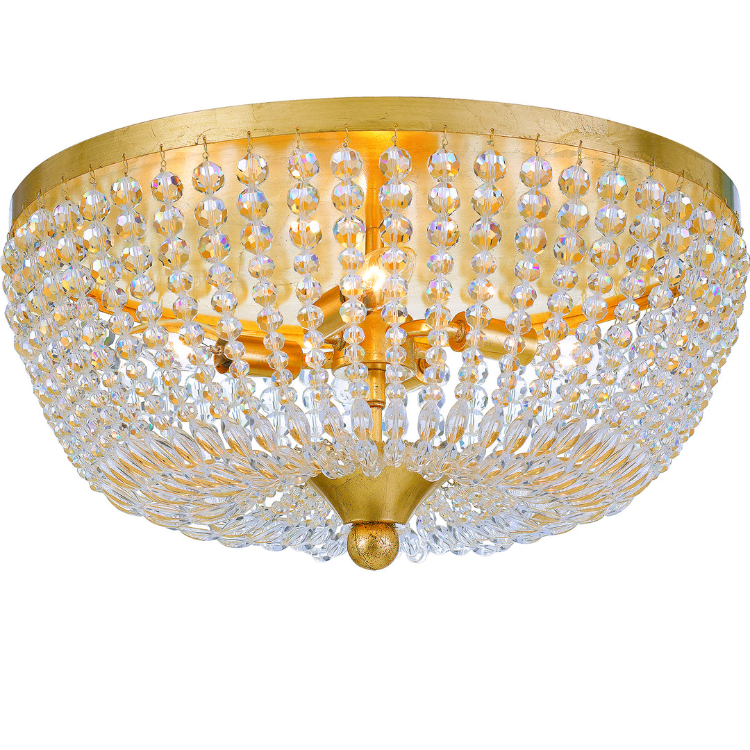 Crystorama Rylee 4 Light Antique Gold Flush Mount