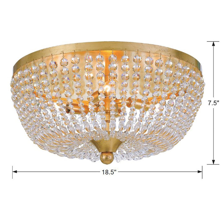 Crystorama Rylee 4 Light Antique Gold Flush Mount