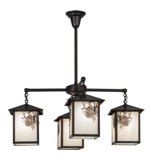 32"W Seneca Winter Pine 4 Lt Chandelier