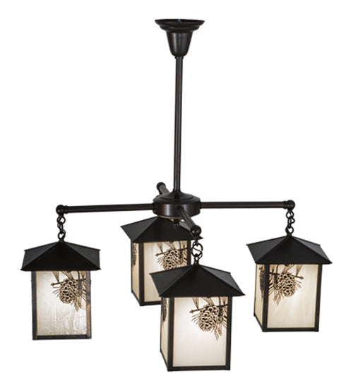 32"W Seneca Winter Pine 4 Lt Chandelier