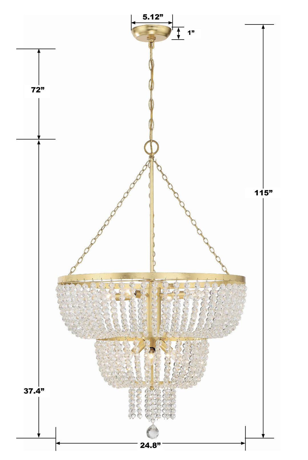 Crystorama Rylee 8 Light Antique Gold Chandelier