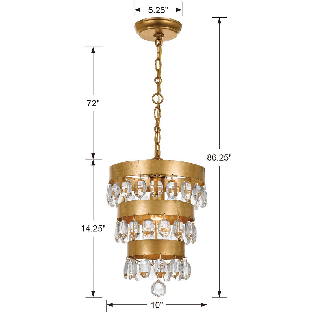 Crystorama Perla 1 Light Antique Gold Mini Pendant