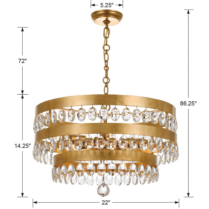 Crystorama Perla 5 Light Antique Gold Chandelier