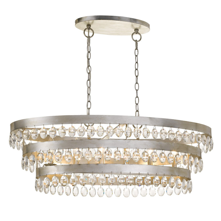 Crystorama Perla 6 Light Antique Silver Linear Chandelier