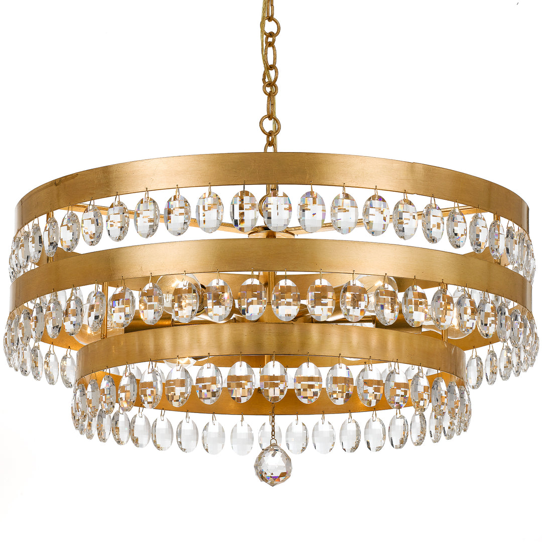 Crystorama Perla 6 Light Antique Gold Chandelier