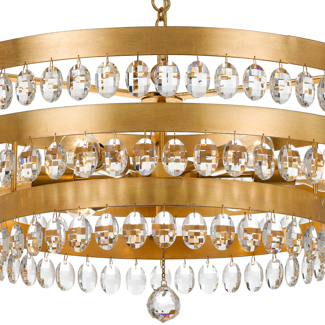 Crystorama Perla 6 Light Antique Gold Chandelier