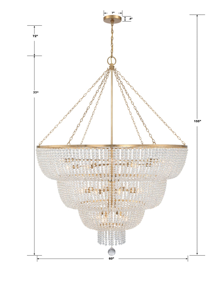 Crystorama Rylee 24 Light Antique Gold Chandelier