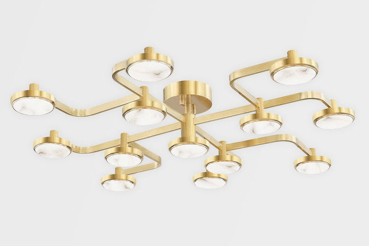 Meander Semi Flush - Aged Brass