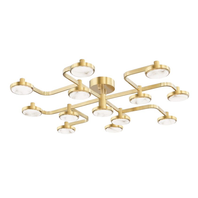 Meander Semi Flush - Aged Brass