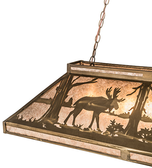 48"L Moose At Lake Oblong Pendant