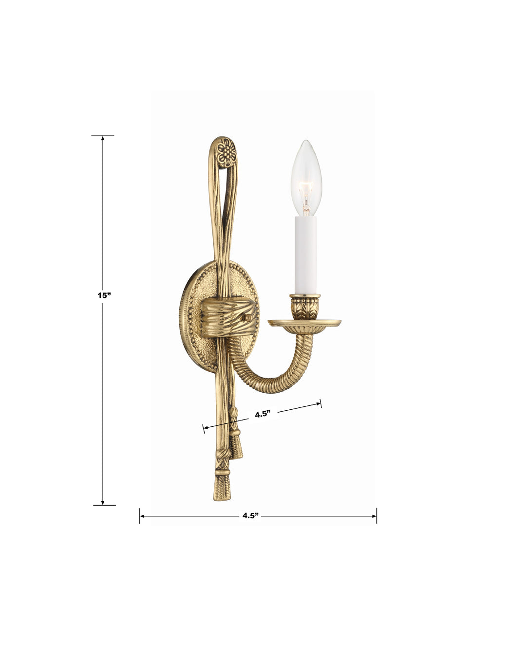 Crystorama Crystorama 1 Light Olde Brass Cast Sconce