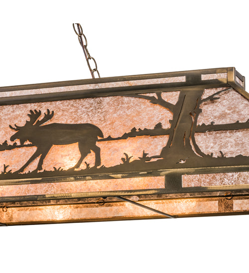 72"L Moose At Lake Oblong Pendant