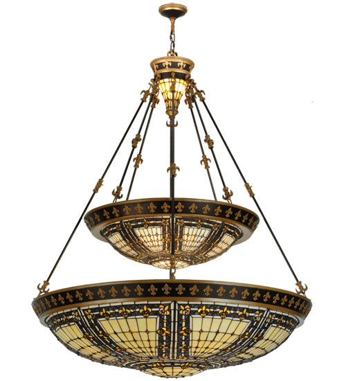 45"W Fleur-De-Lis 2 Tier Inverted Pendant