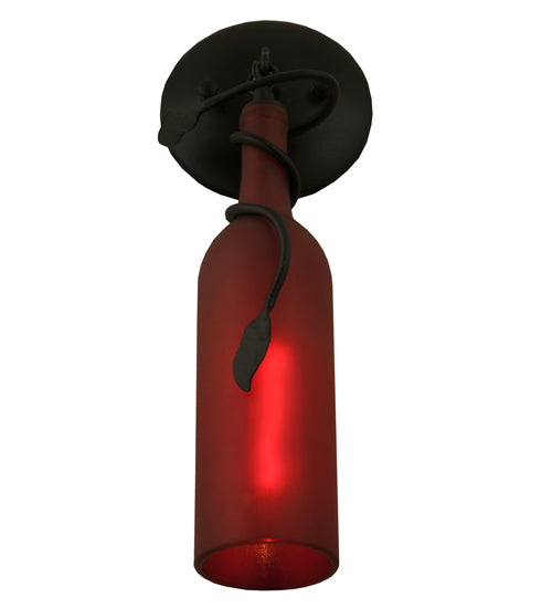 5"W Tuscan Vineyard Frosted Red Wine Bottle Wall Sconce