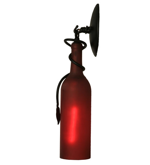 5"W Tuscan Vineyard Frosted Red Wine Bottle Wall Sconce