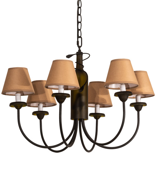 26" Wide Tuscan Vineyard 6 Light Wine Bottle Chandelier